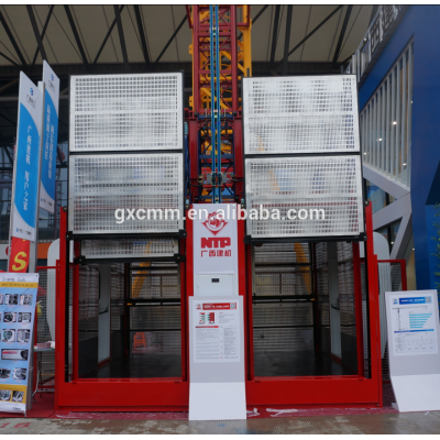 2T double cages frequency control main material 20#steel construction hoist with good price